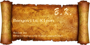 Benyovits Kleon névjegykártya
